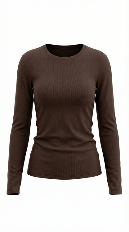 Maglia Donna a Coste con Scollo Rotondo