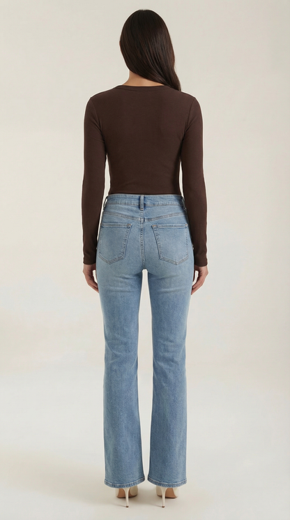 Maglia Donna a Coste con Scollo Rotondo