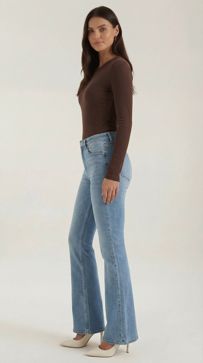 Maglia Donna a Coste con Scollo Rotondo