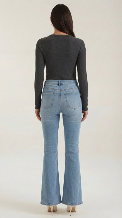 Maglia Donna a Coste con Scollo Rotondo