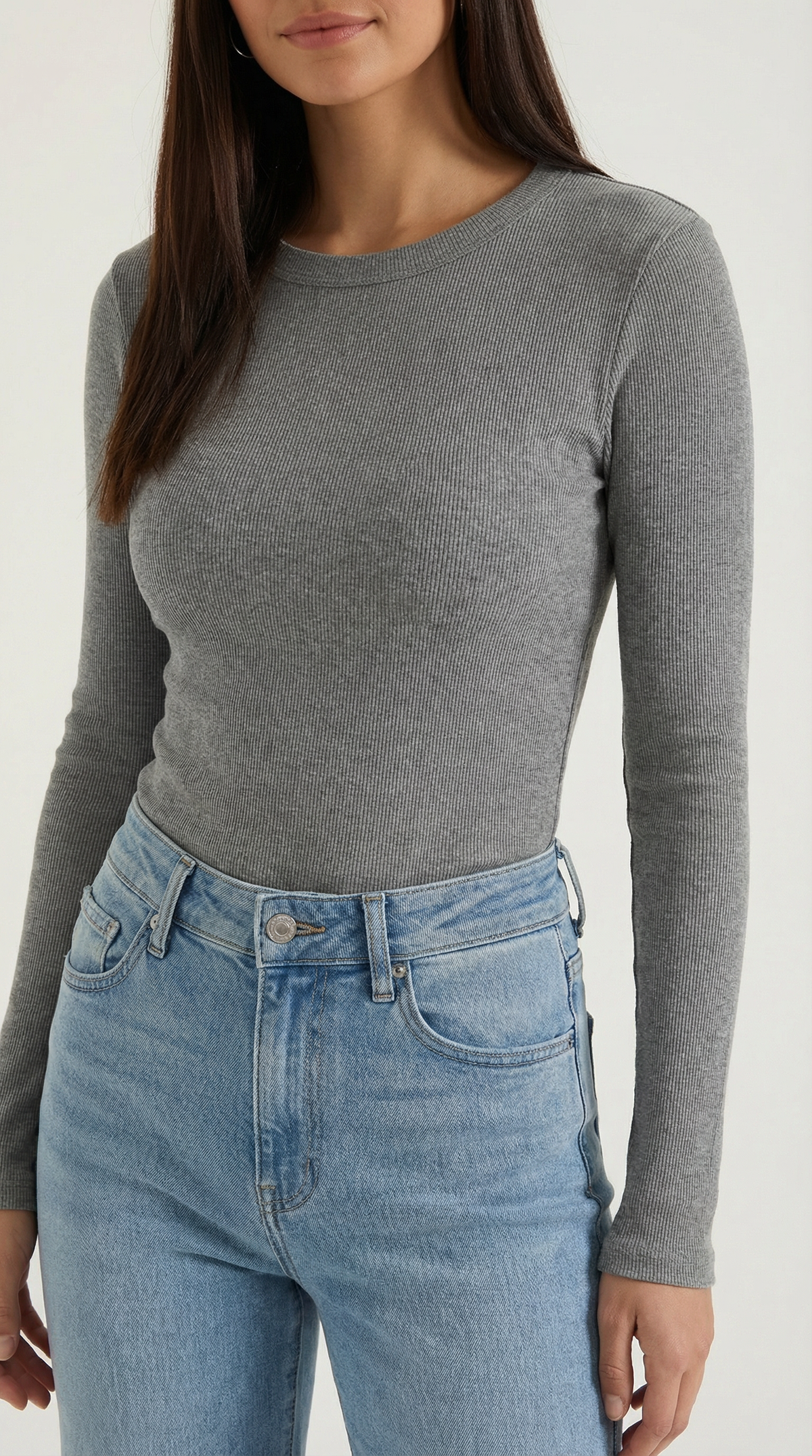 Maglia Donna a Coste con Scollo Rotondo