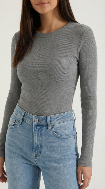 Maglia Donna a Coste con Scollo Rotondo