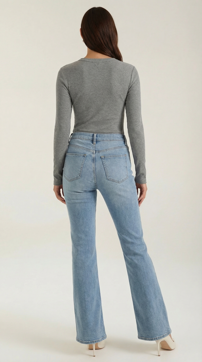 Maglia Donna a Coste con Scollo Rotondo