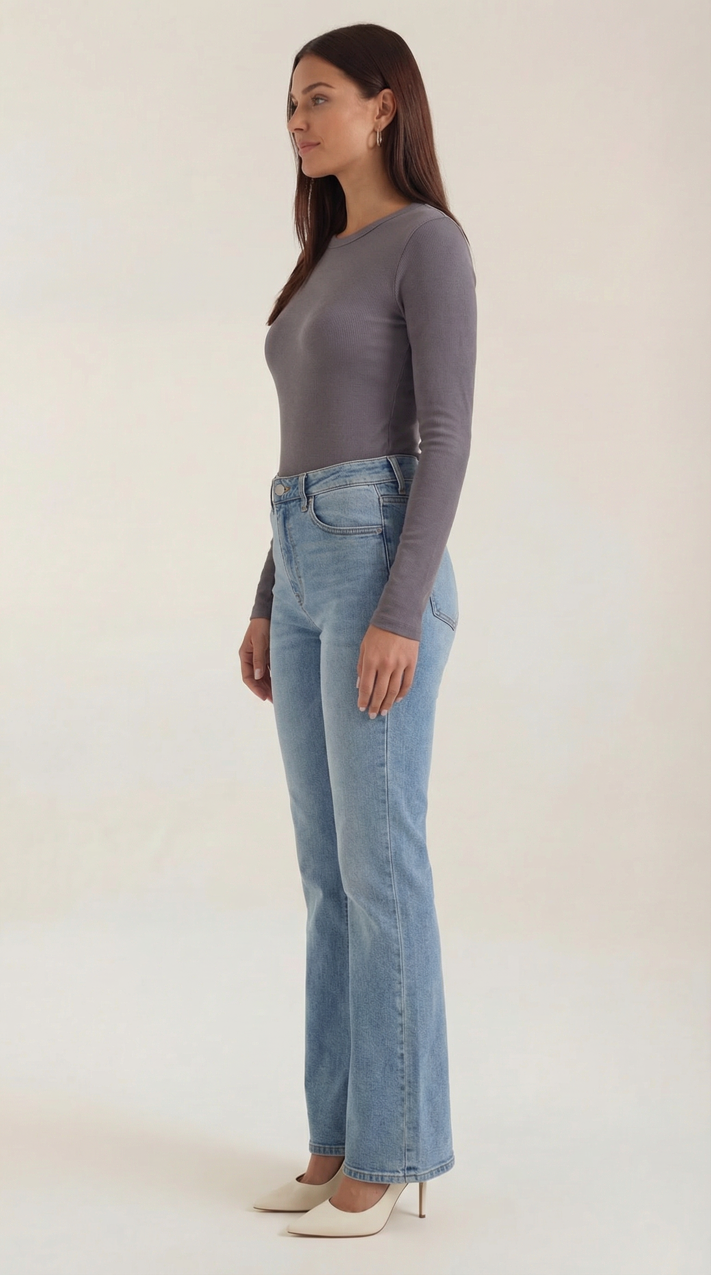 Maglia Donna a Coste con Scollo Rotondo