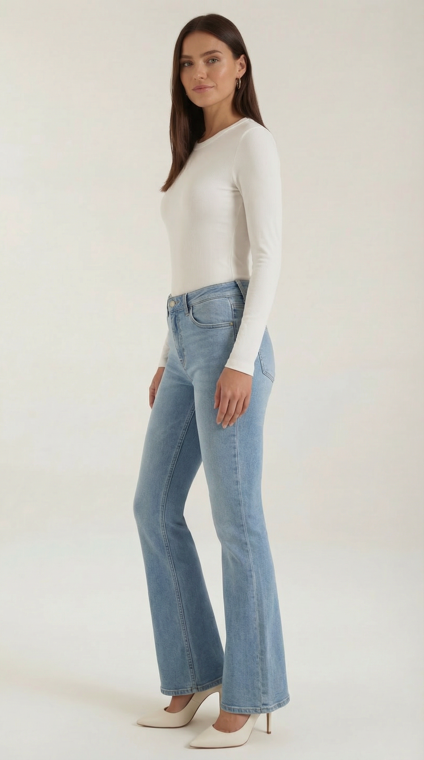 Maglia Donna a Coste con Scollo Rotondo