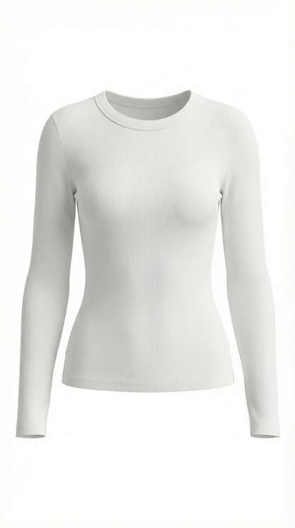 Maglia Donna a Coste con Scollo Rotondo
