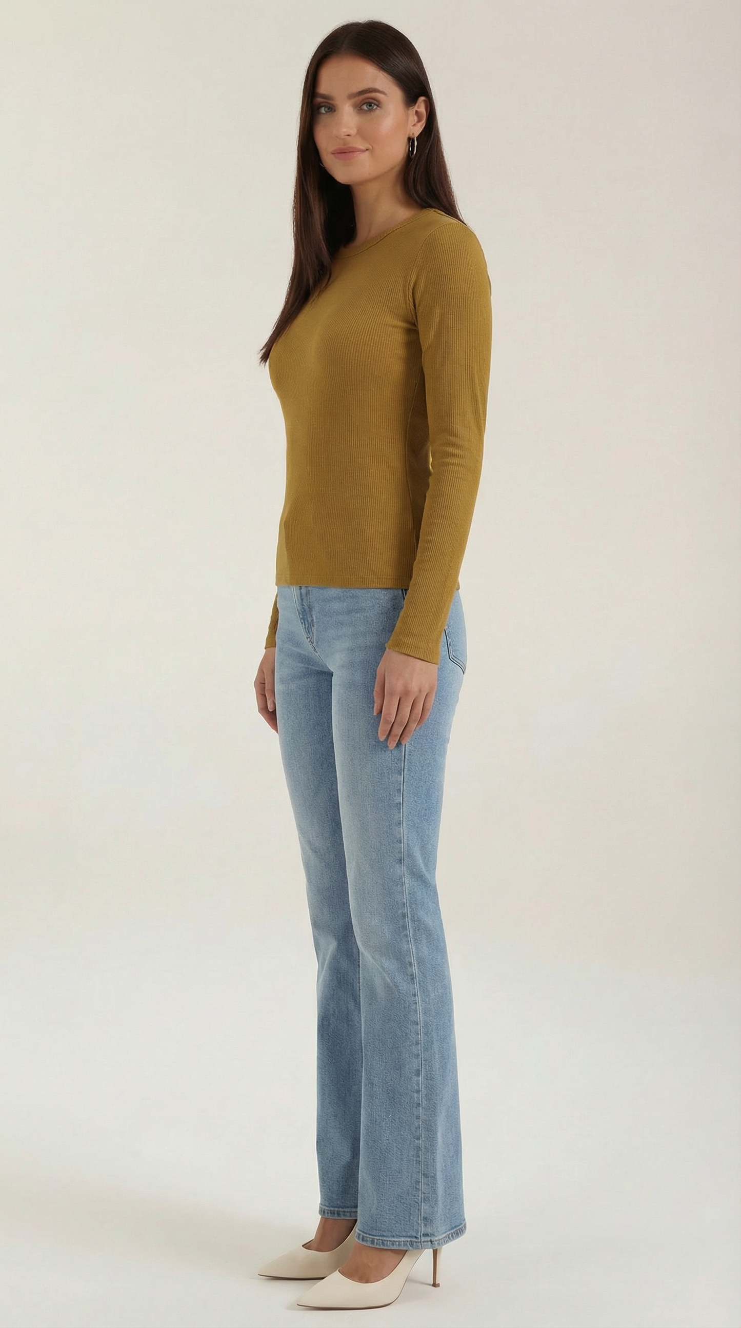 Maglia Donna a Coste con Scollo Rotondo