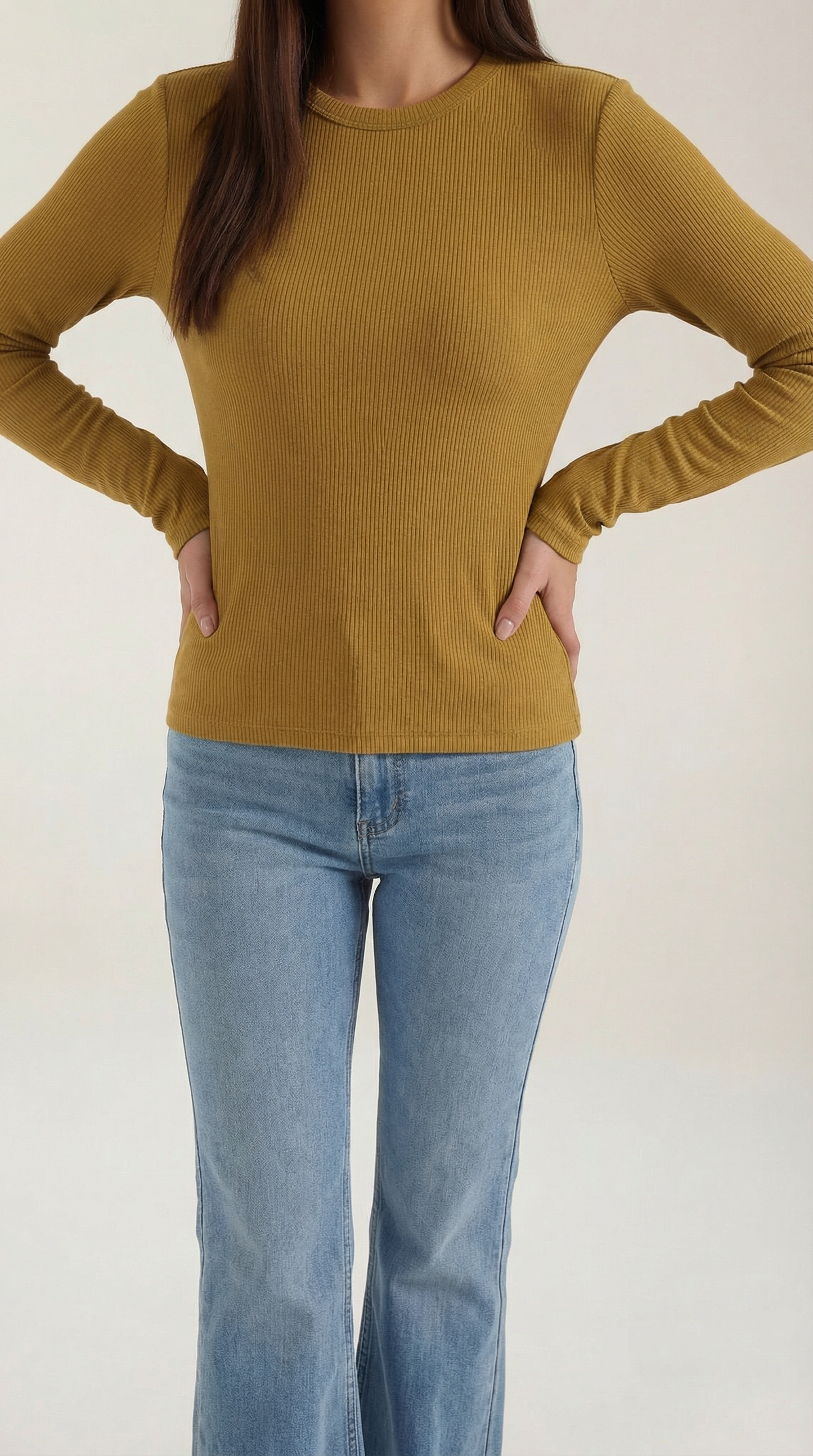 Maglia Donna a Coste con Scollo Rotondo