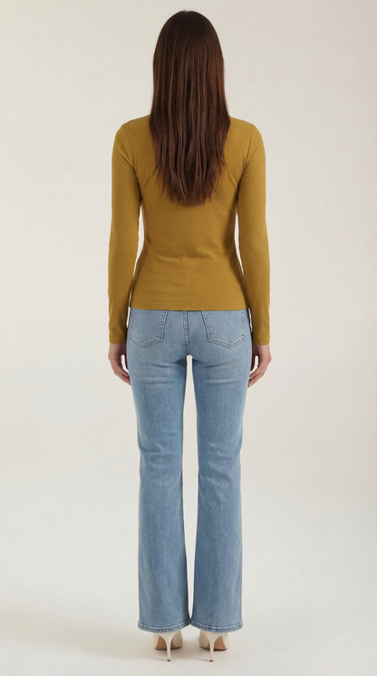 Maglia Donna a Coste con Scollo Rotondo