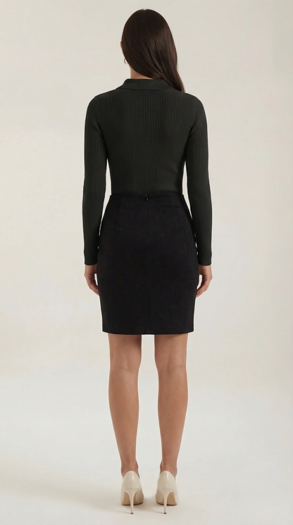 Maglia Donna con Colletto in Lana a Coste
