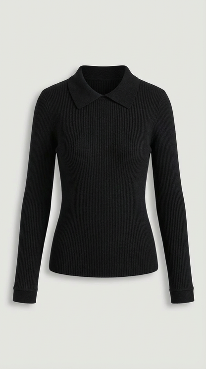 Maglia Donna con Colletto in Lana a Coste