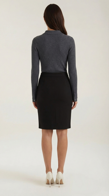 Maglia Donna con Colletto in Lana a Coste