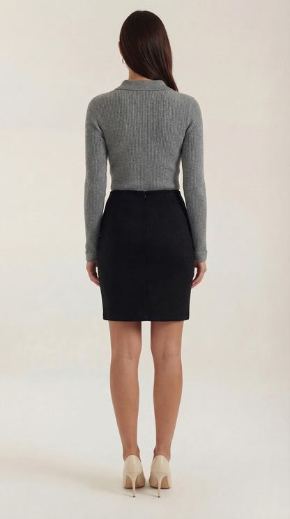 Maglia Donna con Colletto in Lana a Coste