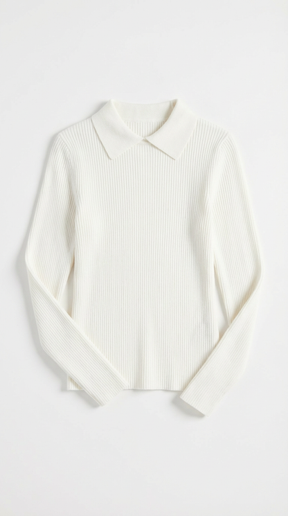 Maglia Donna con Colletto in Lana a Coste
