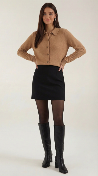 Cardigan Donna con Colletto Bottonato
