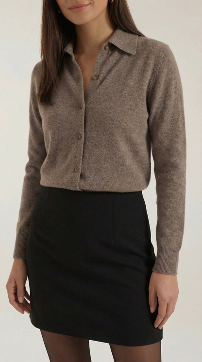 Cardigan Donna con Colletto Bottonato