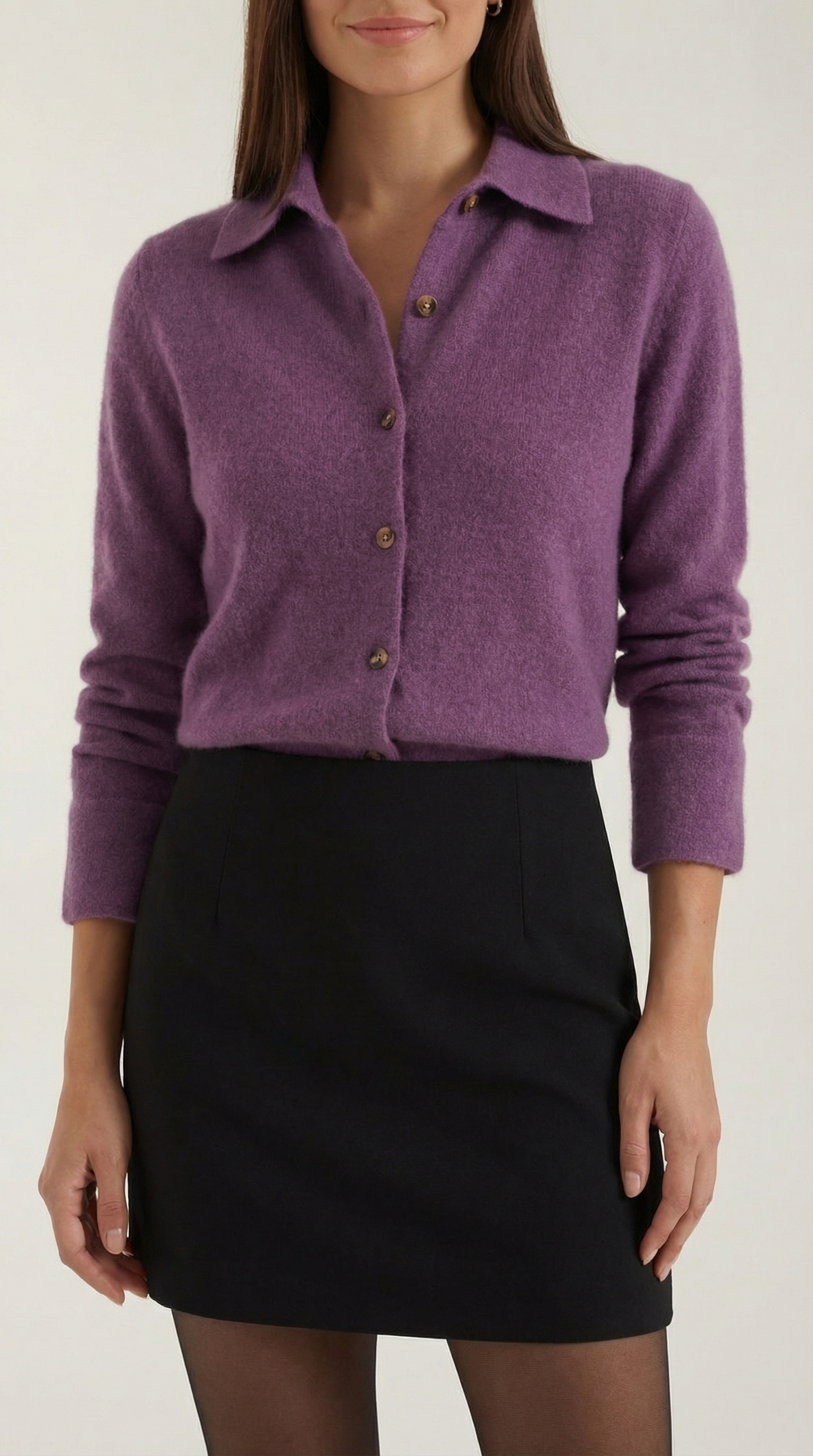 Cardigan Donna con Colletto Bottonato