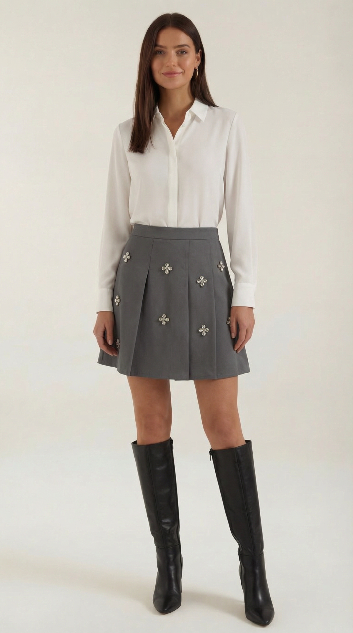 Gonna Donna in Maglia con Margherite