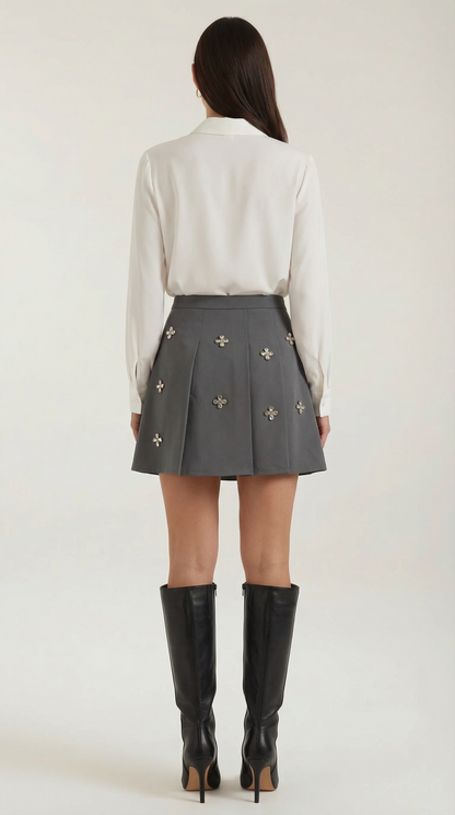 Gonna Donna in Maglia con Margherite