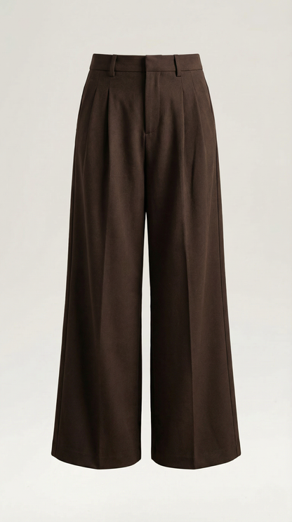 Pantaloni Donna a Gamba Larga Sartoriali con Pieghe