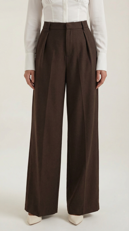 Pantaloni Donna a Gamba Larga Sartoriali con Pieghe