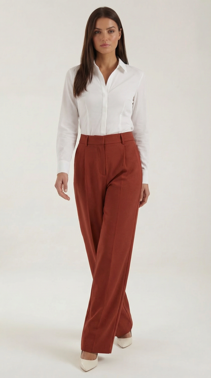 Pantaloni Donna a Gamba Larga Sartoriali con Pieghe