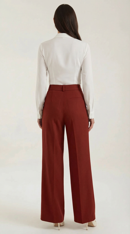 Pantaloni Donna a Gamba Larga Sartoriali con Pieghe