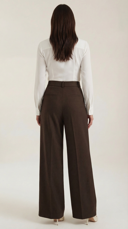Pantaloni Donna a Gamba Larga Sartoriali con Pieghe
