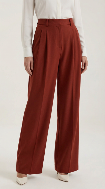 Pantaloni Donna a Gamba Larga Sartoriali con Pieghe
