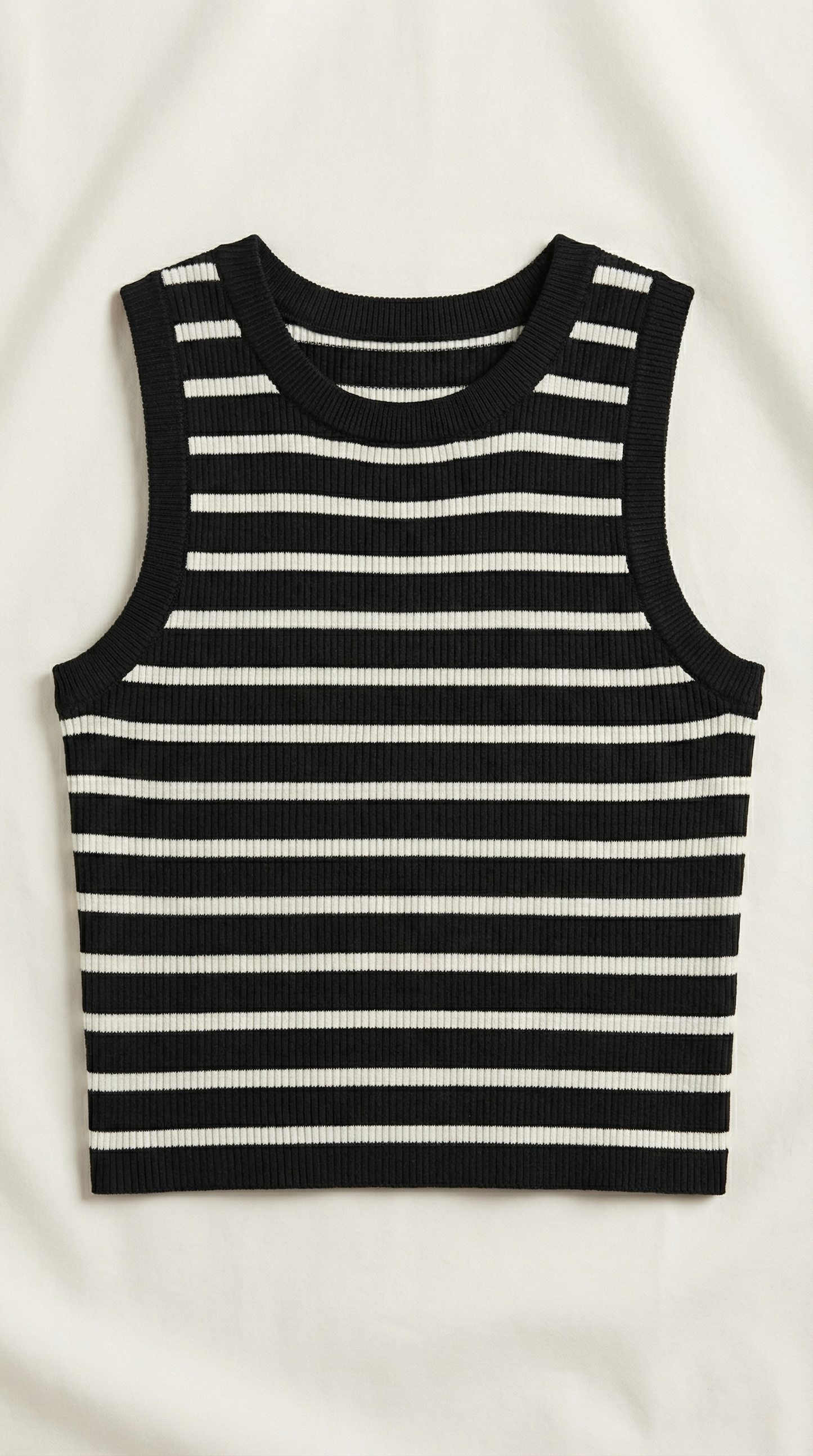 Canotta Crop Donna a Righe Navy