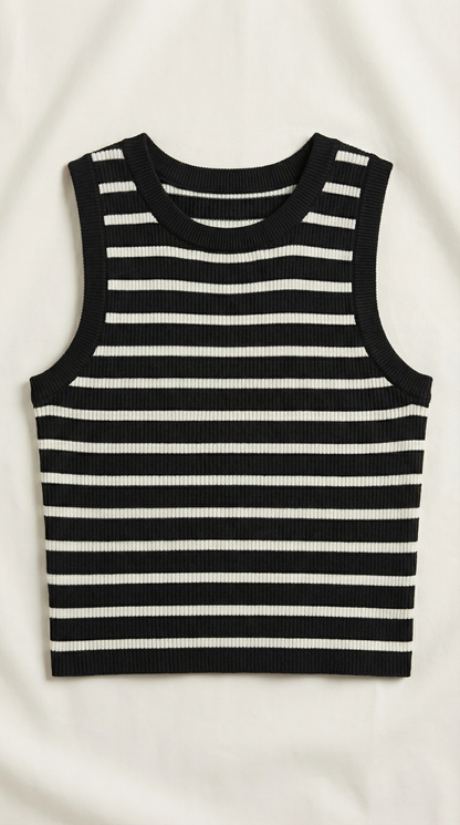 Canotta Crop Donna a Righe Navy
