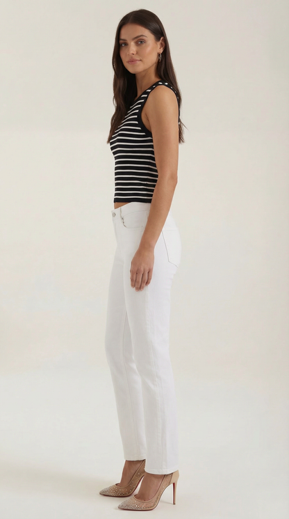 Canotta Crop Donna a Righe Navy