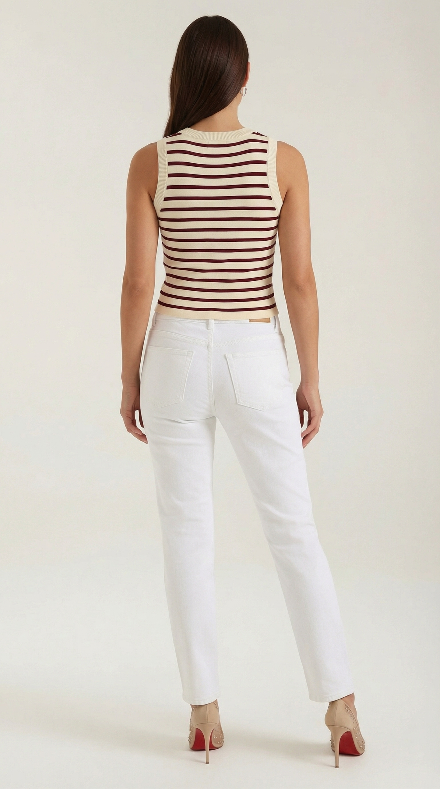 Canotta Crop Donna a Righe Navy