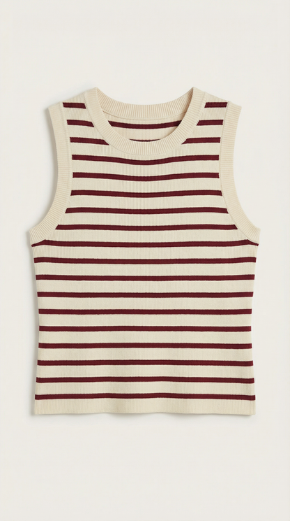 Canotta Crop Donna a Righe Navy