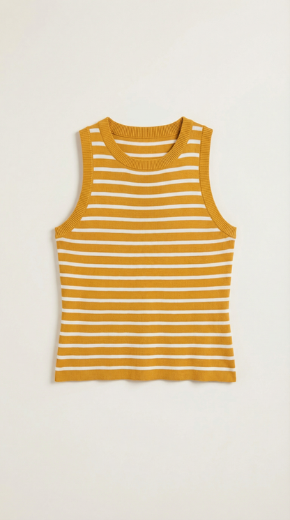 Canotta Crop Donna a Righe Navy