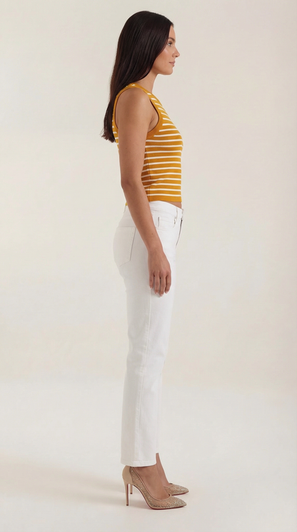 Canotta Crop Donna a Righe Navy