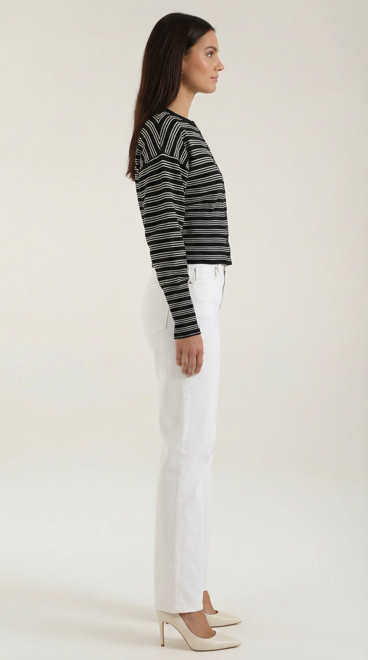 Cardigan Crop Donna a Righe