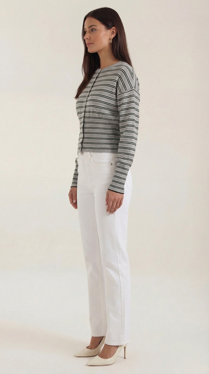 Cardigan Crop Donna a Righe