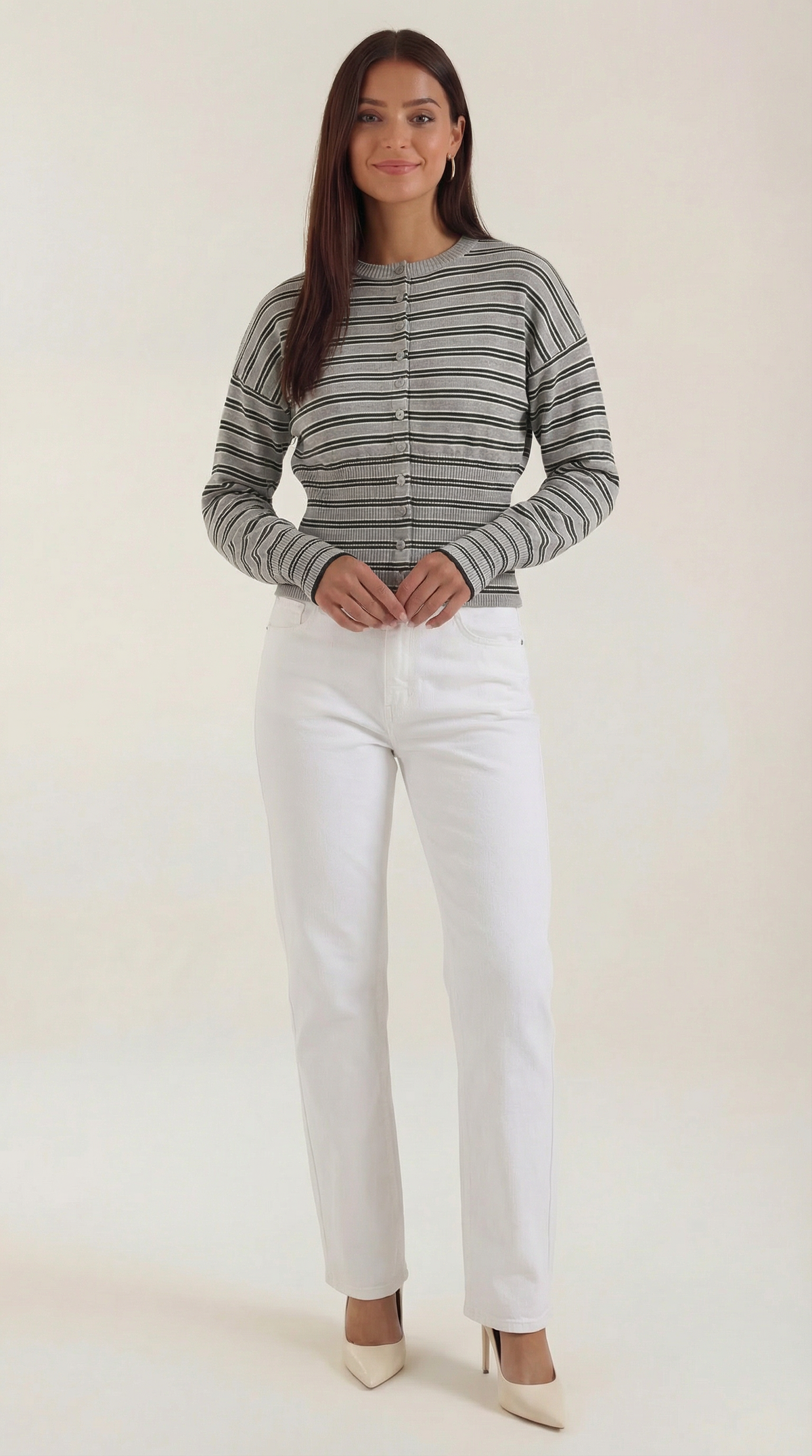 Cardigan Crop Donna a Righe