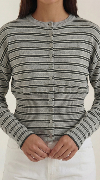 Cardigan Crop Donna a Righe