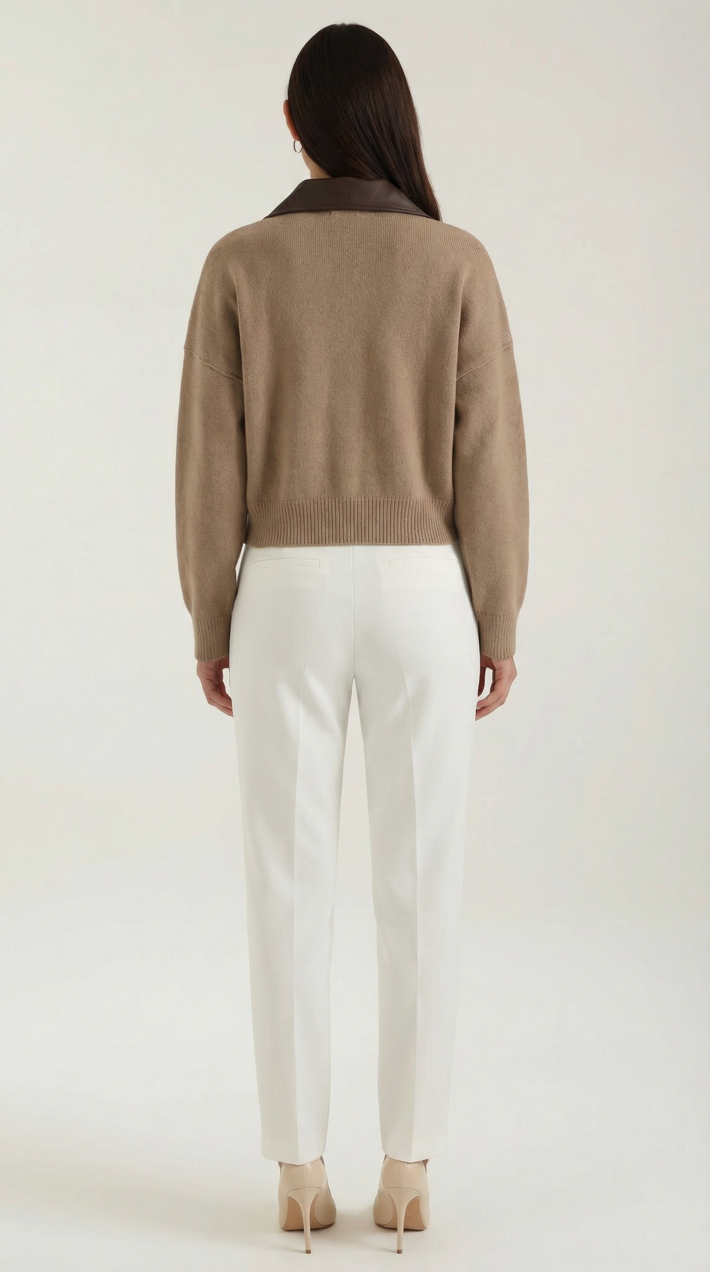 Cardigan Corto Donna con Colletto a Contrasto