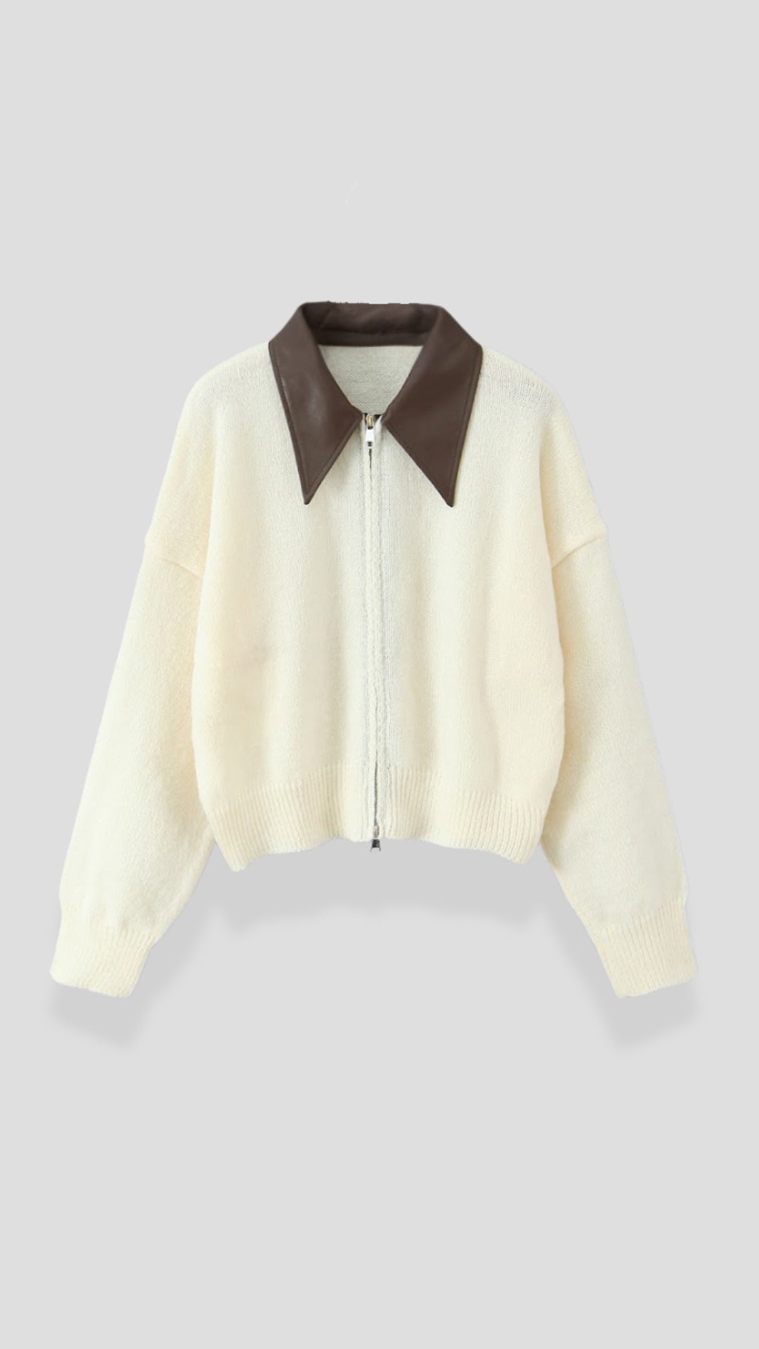 Cardigan Corto Donna con Colletto a Contrasto