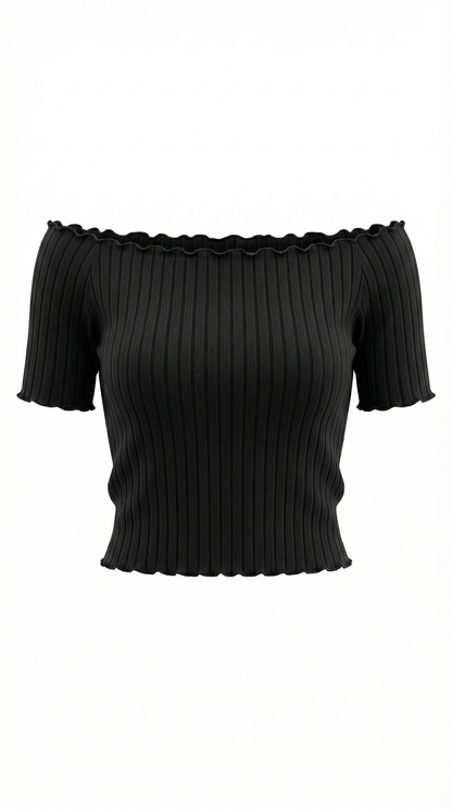 Top Crop Donna a Righe con Scollo Quadrato