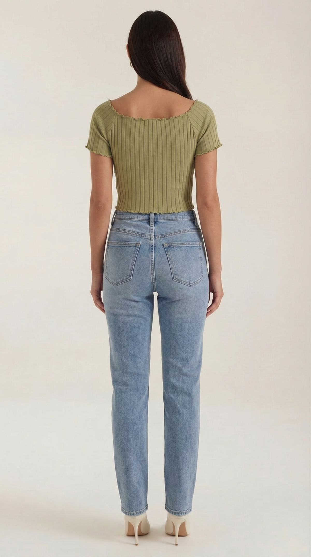 Top Crop Donna a Righe con Scollo Quadrato