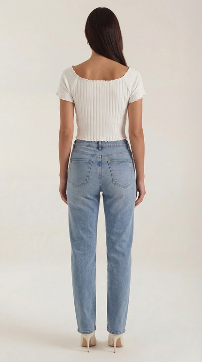Top Crop Donna a Righe con Scollo Quadrato