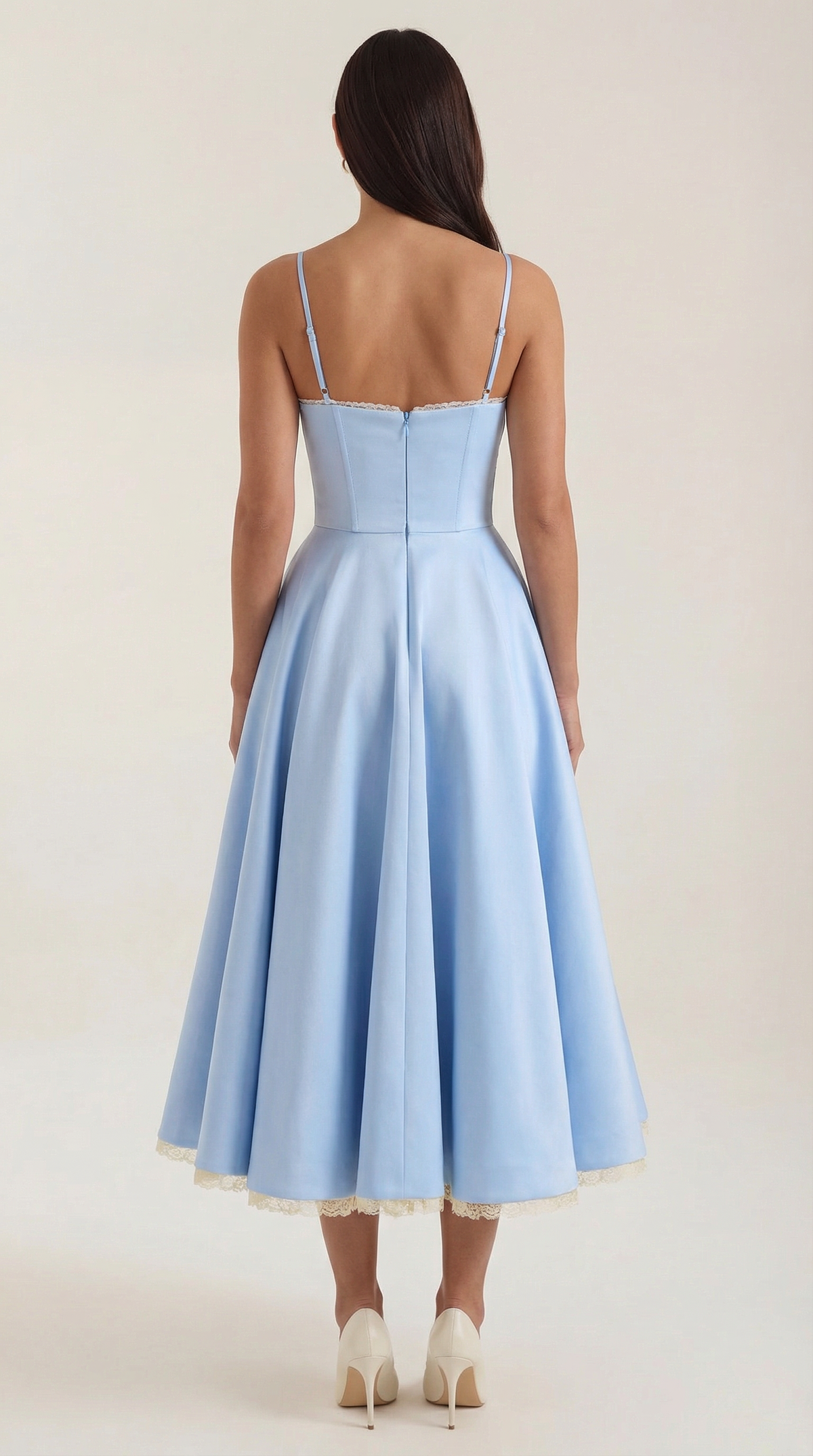 Abito Midi Donna in Tulle con Scollo a Cuore