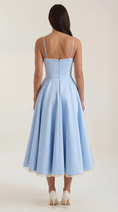 Abito Midi Donna in Tulle con Scollo a Cuore