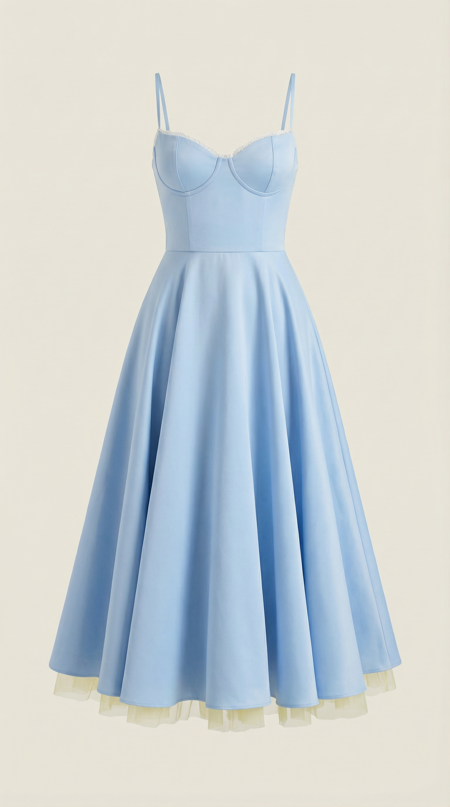 Abito Midi Donna in Tulle con Scollo a Cuore