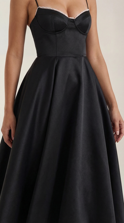 Abito Midi Donna in Tulle con Scollo a Cuore