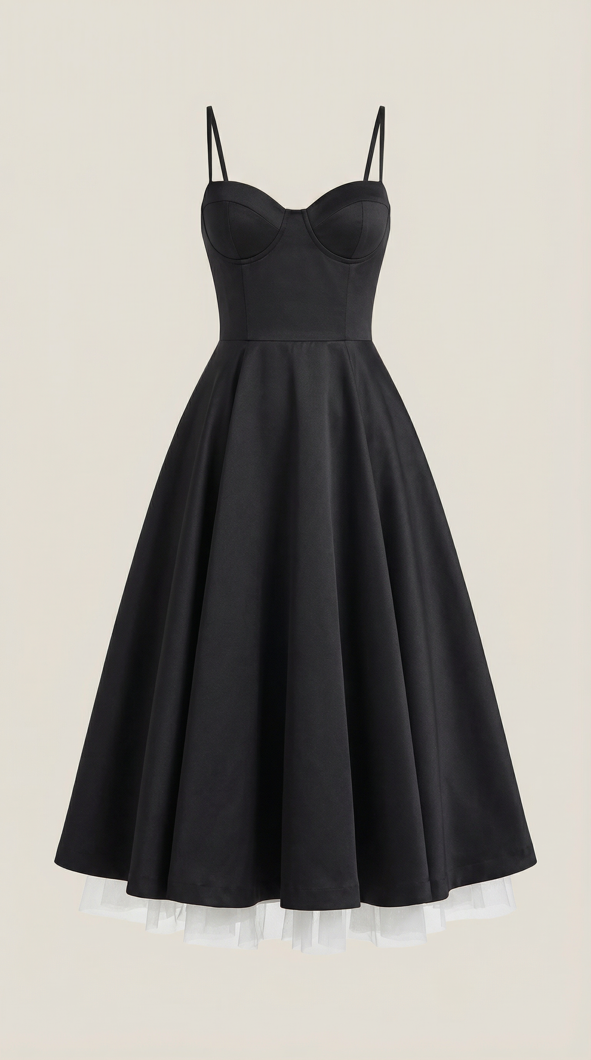 Abito Midi Donna in Tulle con Scollo a Cuore